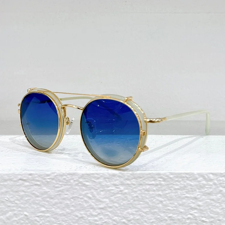 ZEV Clip up Sunglasses Metal Acetate Designer Brand Round Men Glasses Women Flip Handmade Japan Style Eyeglasses