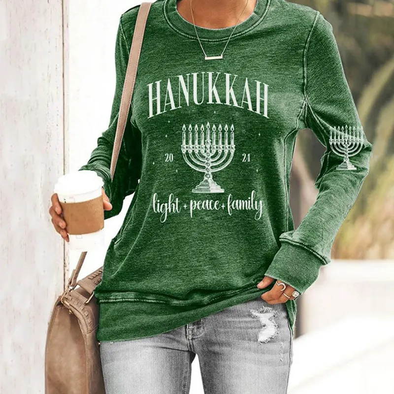 Women's Jewish Hanukkah Printed Sweatshirt
