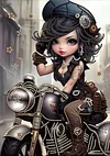 Fille Steampunk-Peinture Diamant Sp&eacute;ciale Partielle-30*40CM
