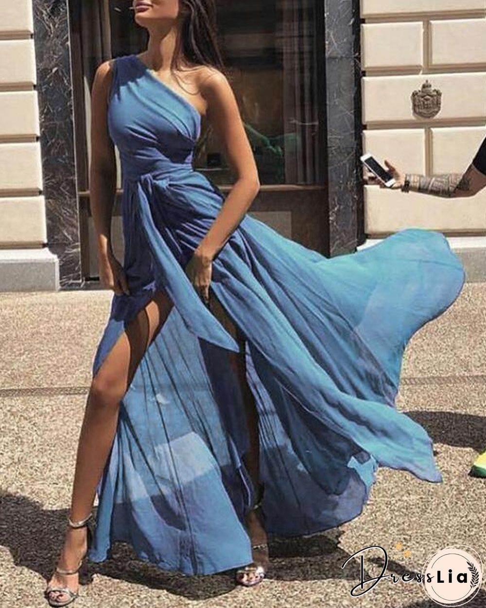 Sexy One Shoulder Sleeveless Maxi Dress
