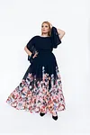 Floral Wrap-over Dress FLORENCE - Long Wedding Guest Dress - Blue Dress For Womne - Chiffon Bridesmaid Dress
