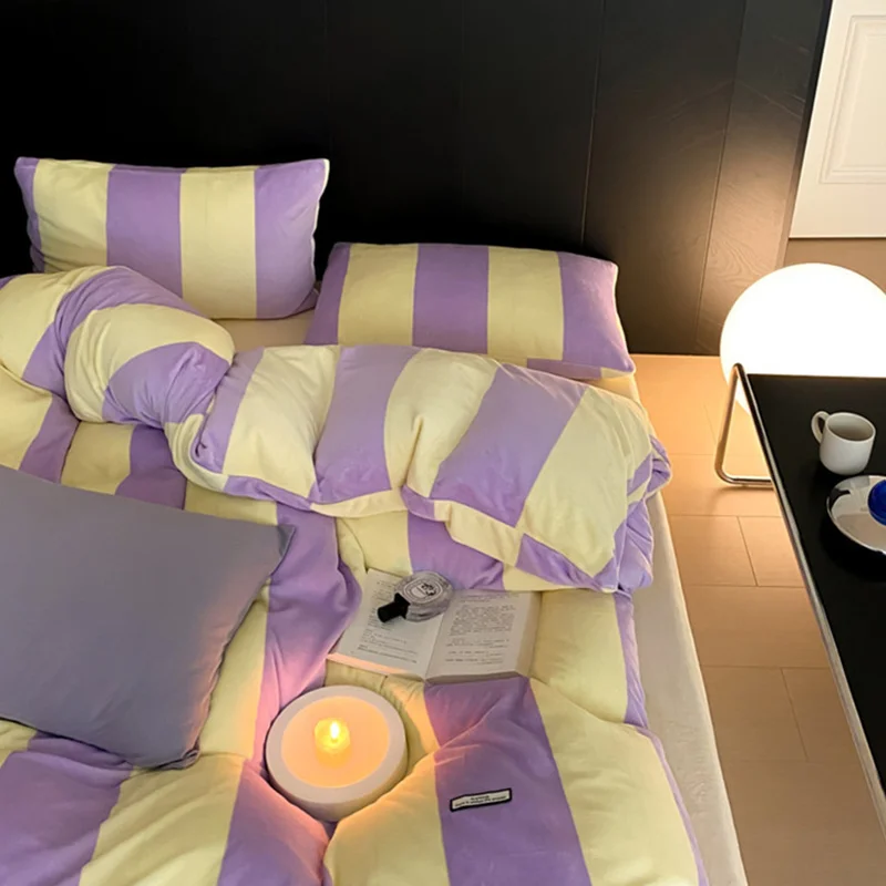 Athvotar Milk Fleece Winter Spring Duvet Cover Set King Size Comfortable Warm Bedding Set Queen Home Quilt Cover Pillowcase Sheets