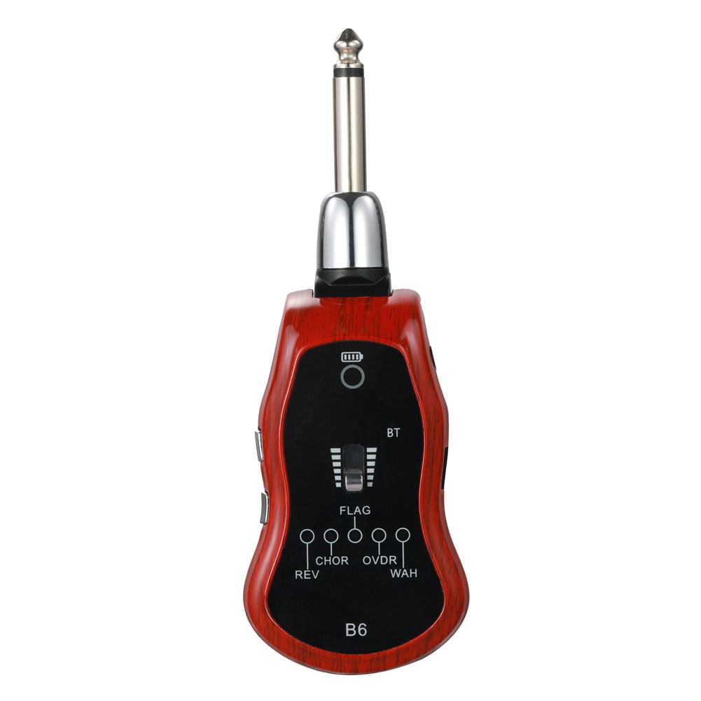 

B6 Guitar Effect Portable 5 in 1 REV-VHOR-FLAG-OVDR-WAH BT Effect, Red, 501 Original