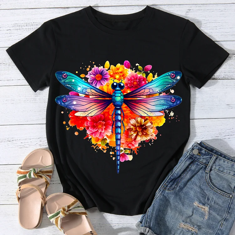 Adventurous Dragonfly Women Round Neck T-shirt - BSTCA0066