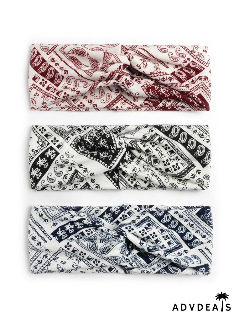 3pcs Paisley Print Hair Band