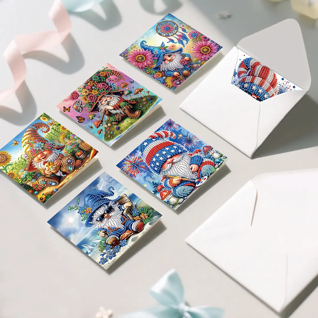 6PCS Goblin DIY Diamond Painting Greeting Card Set with Envelopes for Adults Gifts