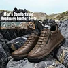 Men's Comfortable Handmade Leather Boots &ndash; Waterproof, Arch Support, Pressure Relief, Spacious Toe Box Outdoor Leather Shoes