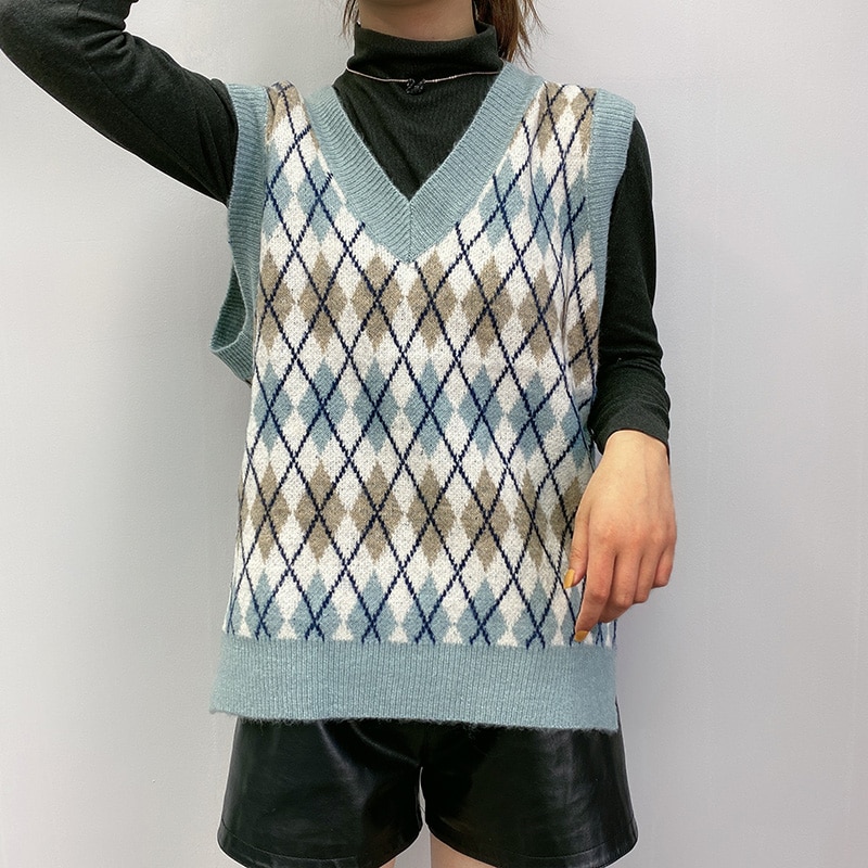 Fashion Geometric V-neck Sweater Vest