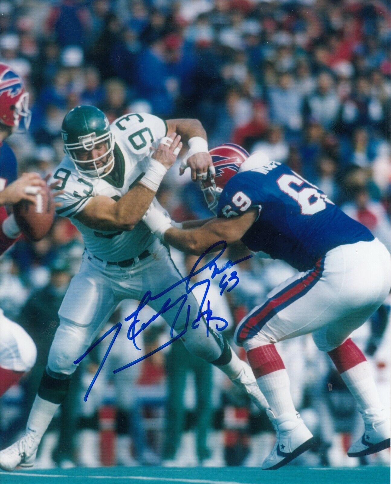 Marty Lyons #0 8x10 Signed Photo Poster painting w/ COA New York Jets