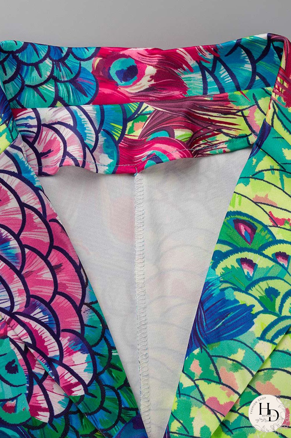 Turquoise Fashion Casual Print Cardigan Pants Turndown Collar Plus Size Two Pieces