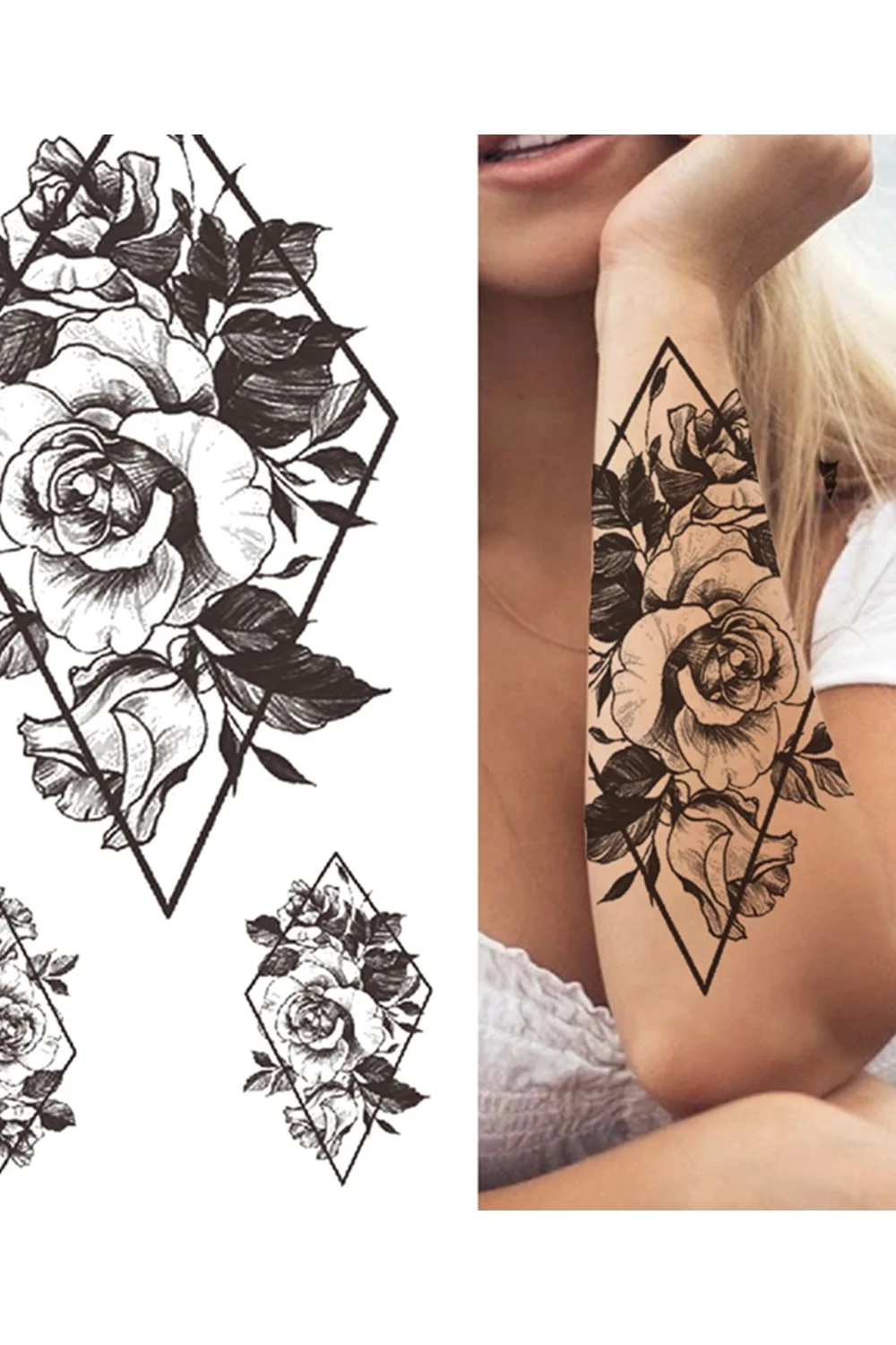  Forest Tattoo Sticker For Men Women Children Tiger Wolf Death Skull Temporary Tattoo Fake Henna Skeleton King Animal Tatoo 921-1