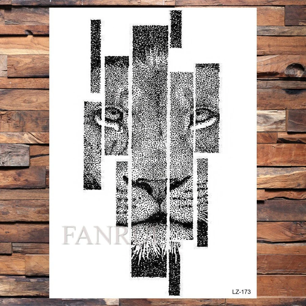 Mighty Lion King Of Beasts Tattoos Temporary Men Women Body Art Fake Tatoo Realistic Tribal Tiger Tattoo Sticker Arm Leg Makeup