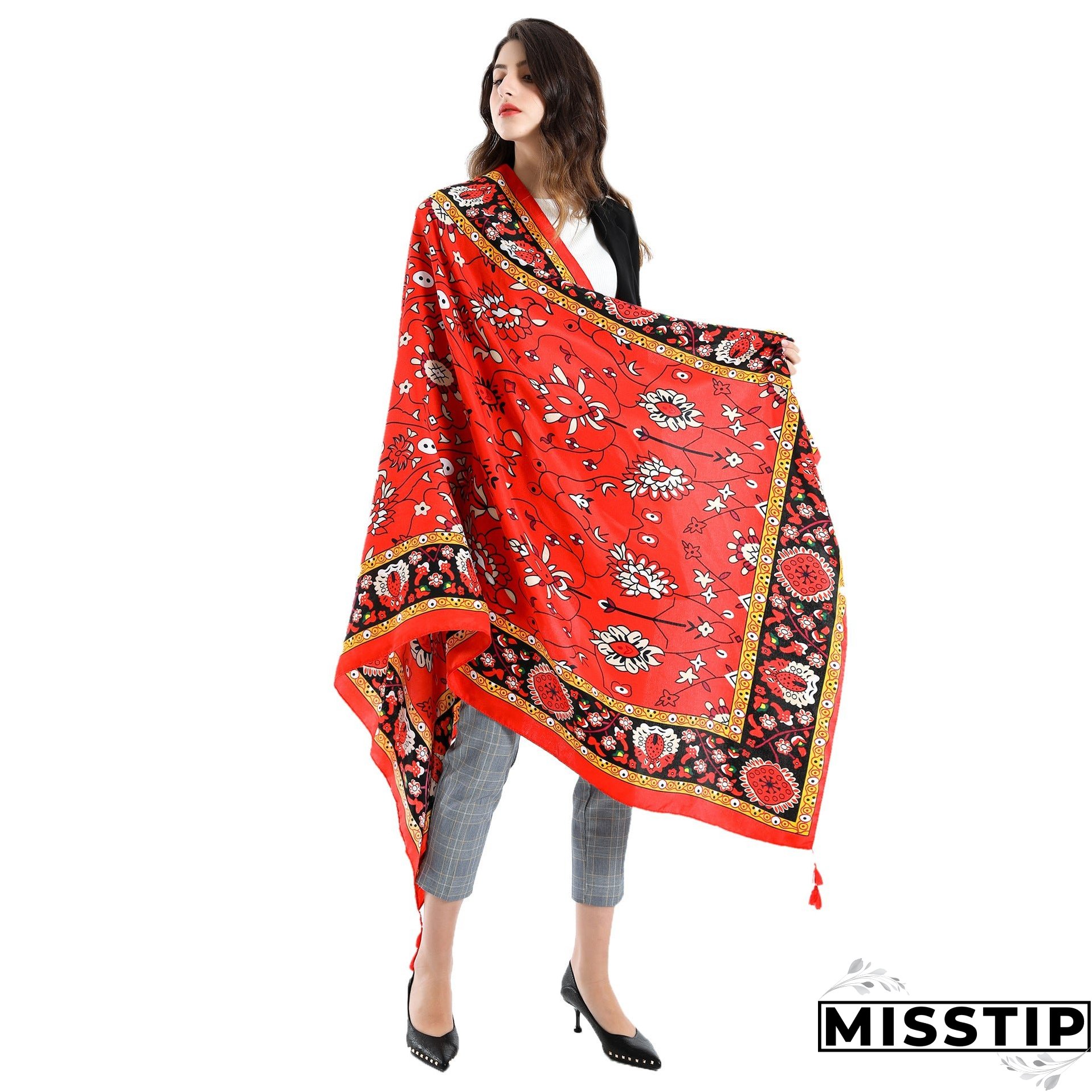 Rattan sunflower fringed scarf beach holiday sunscreen shawl dual-use