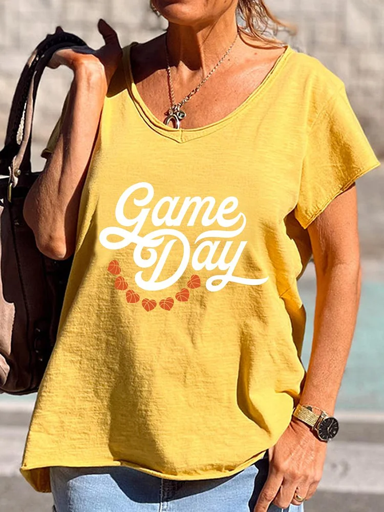 Game Day heart V Neck T-shirt-Annaletters