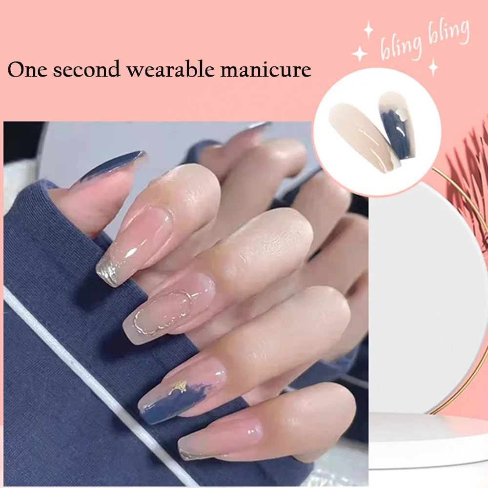 24pcs Ballet Fake Nails Coffin Head Pink Color Press On Nail Art tips with 3D Heart And Bow Design French Style Girl False Nails-Nail Inspo