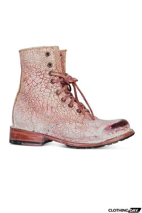 Lace Up Low Heel Boots