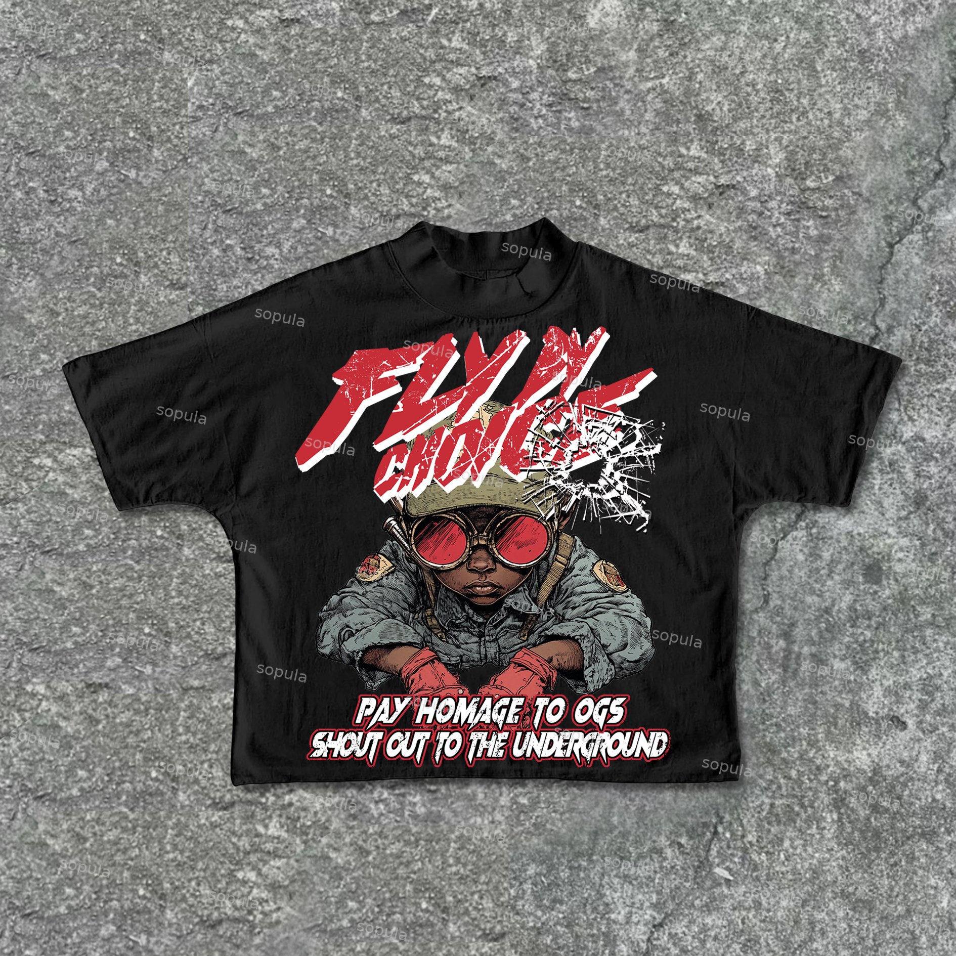 Sopula Fly By Choice Flame Boy Graphic Print Cropped T-Shirts - SOPULA