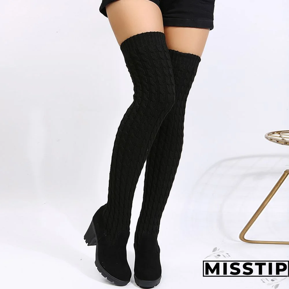 Dark Brown Casual Patchwork Solid Color Keep Warm Comfortable Shoes (Heel 8CM High)