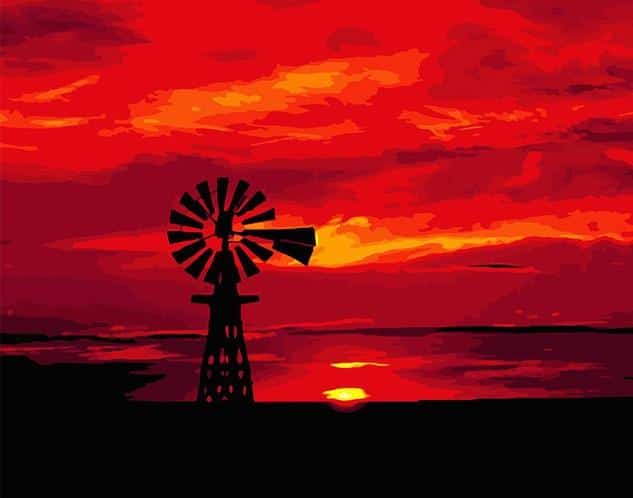 

Windmill Sunset Silhouette – Paint By Numbers - 40*50CM, 501 Original