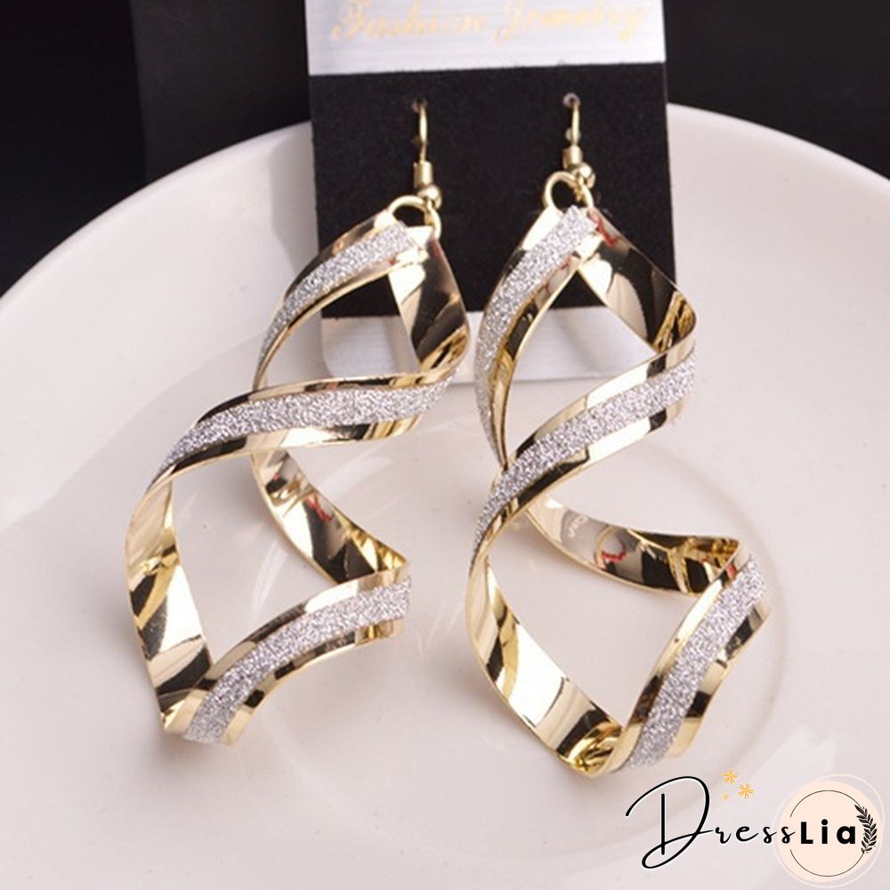 Women's Fashion Alloy Dull Polish Spiral Drop Hook Dangle Eardrop Earrings Jewelry