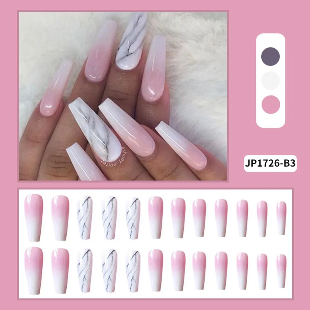 24pcs Extra Long Coffin False Nails yellow Flower designs Rhinestone Ballerina Fake Nails Full Cover Nail Tips Press On Nails