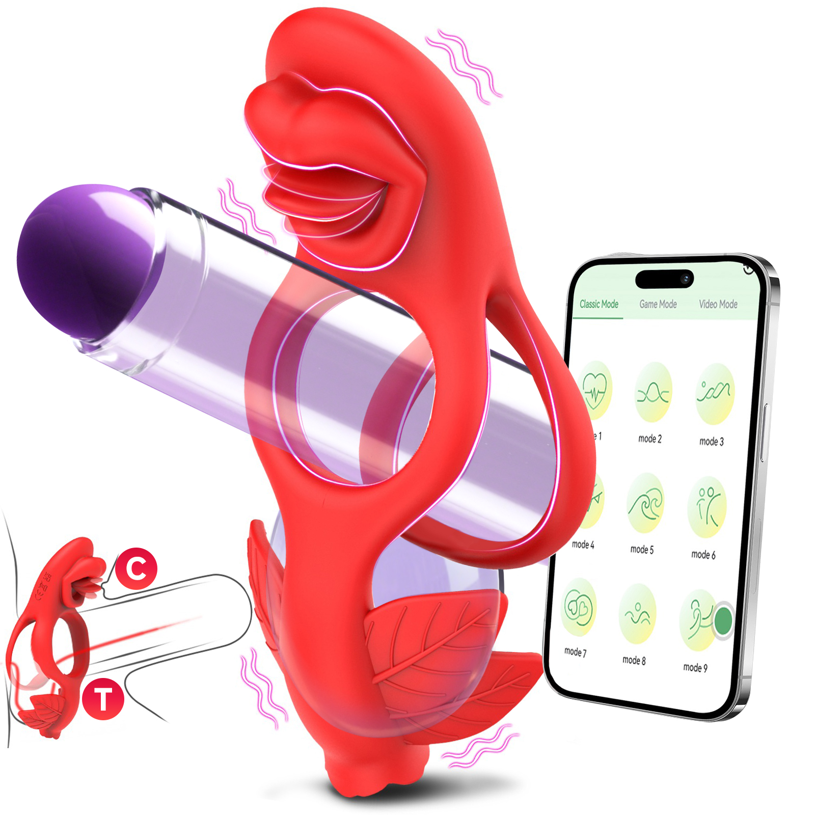Rose Testicle Vibrator Clit Stimulator & Penis Rings For Couples - Rose Toy