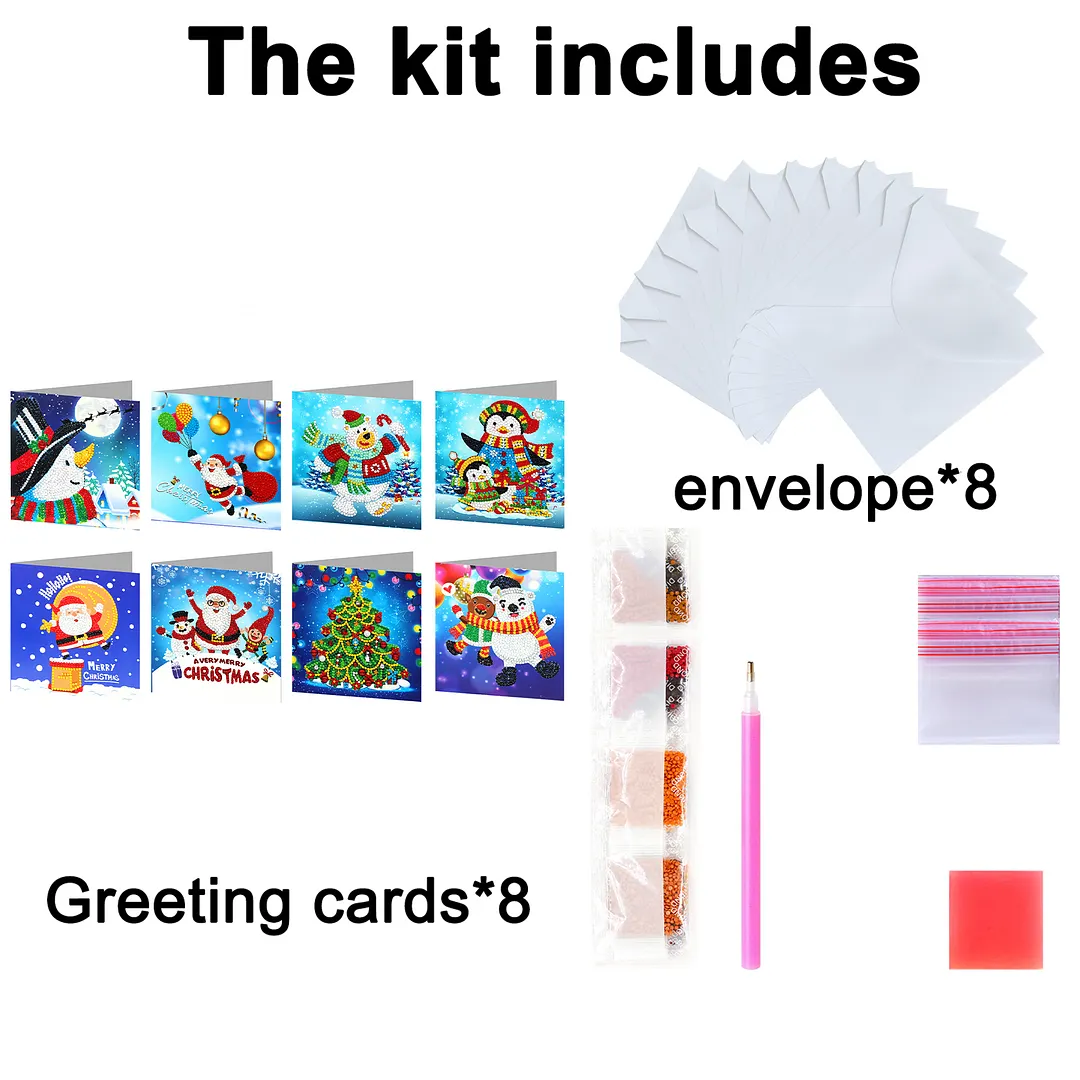 8PCS Winter Animals DIY Diamond Painting Greeting Card Kits with Envelopes Diamond Art Greeting Cards Diamond Art Cards Kits for Adults DIY Crafts Family Friend Gifts