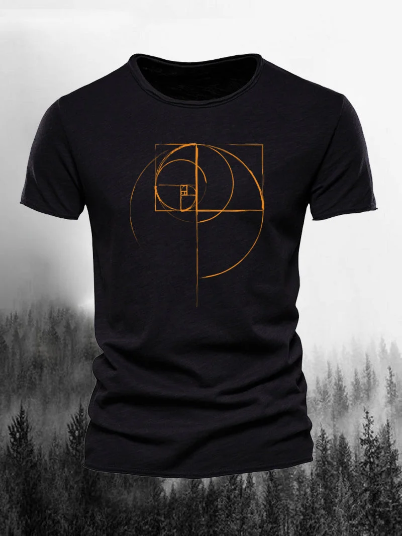 Men's Gold-Style Fibonacci Slub Cotton Short-Sleeved Shirt in  mildstyles