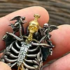 Original S925 Sterling Silver Bone Sword Angel Skull Pendant