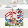 America Flag Bridge DIY Acrylic Desktop Diamond Art Kit Single-Sided for Home Decor