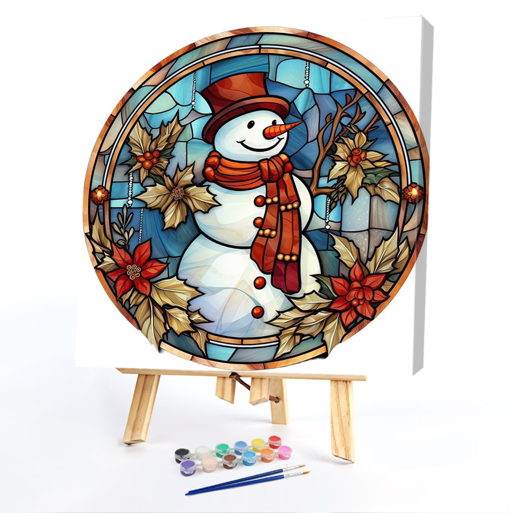 Stained Glass Snowman(40*40CM)Painting By Numbers