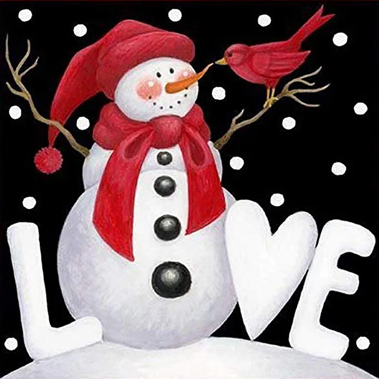 Christmas Snowman Round Full Drill Diamond Painting 30X30CM(Canvas) gbfke
