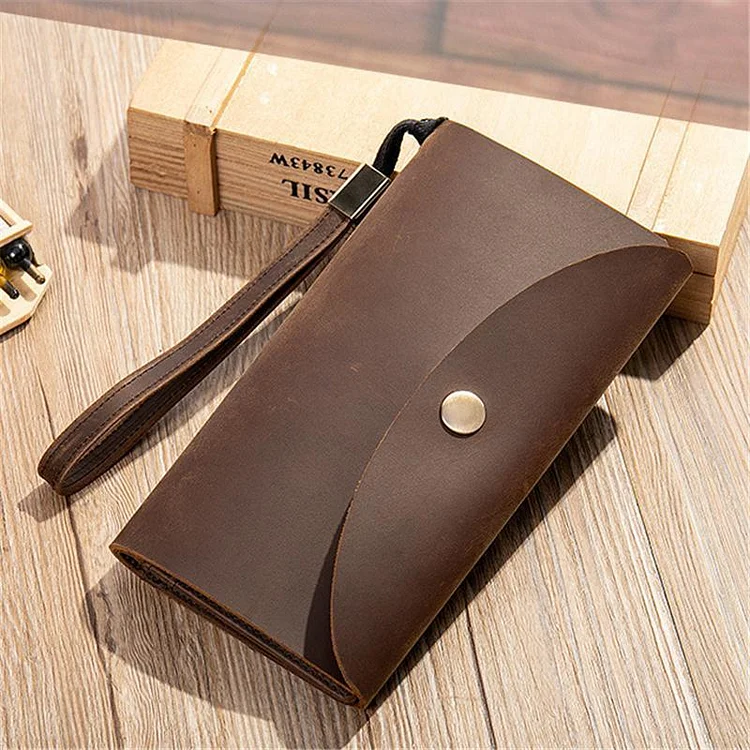 Mens Vintage Leather Anti-Theft Crads Wallets Clutch Bags