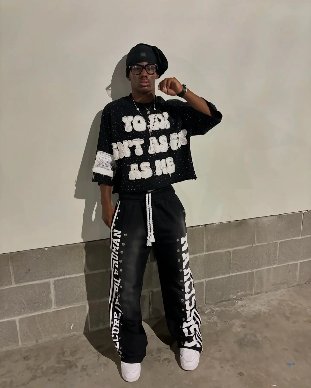 Aonga Retro Gothic Two Piece Set Casual Tracksuit Men Hot Drill Patchwork Y2k Clothes for Men Hip Hop Sweatpants T Shirts Streetwear aonga