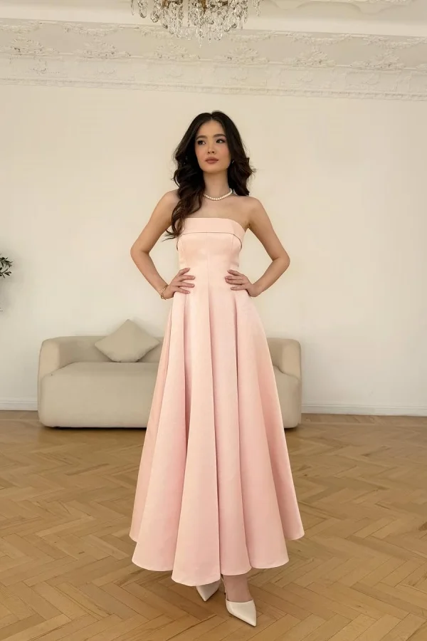 Pink Strapless Simple A-Line Prom Dress ZT0753