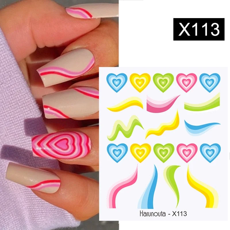 Harunouta Valentine's Day Love Heart Pattern Water Decals Stickers Christmas Snowflakes Design Slider For Nails Art Decoration