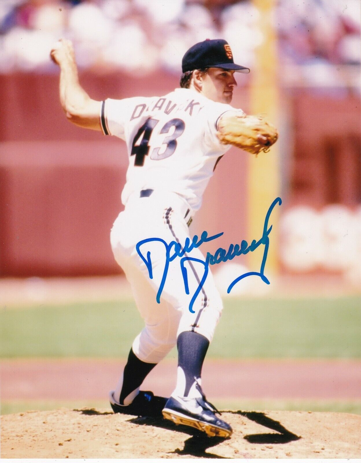 DAVE DRAVECKY SAN FRANCISO GIANTS ACTION SIGNED 8x10