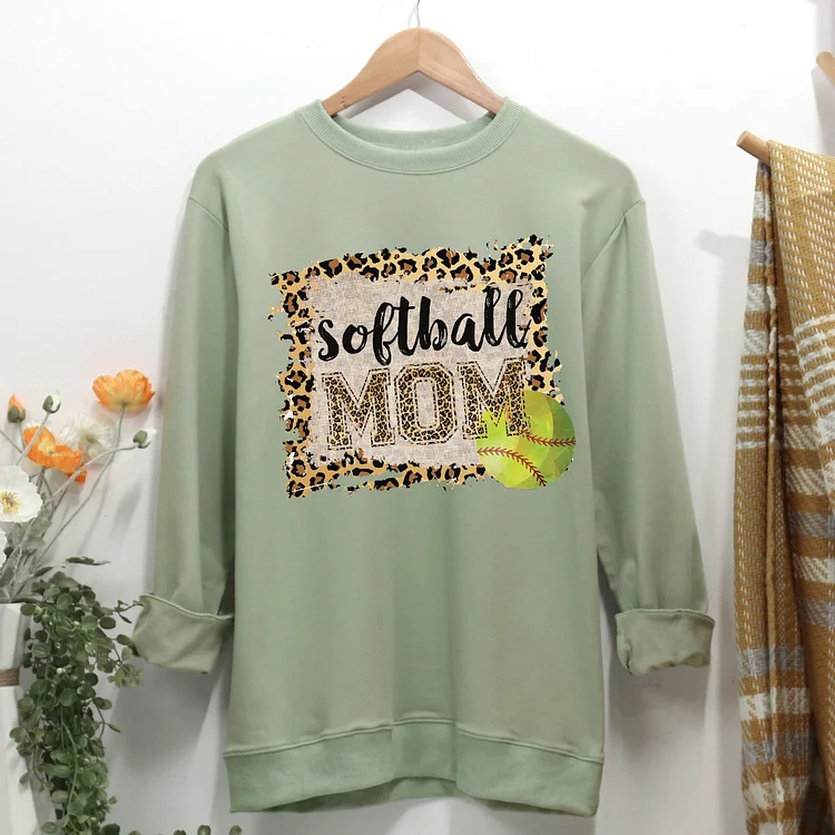 Softball Leopard mom Women Casual Sweatshirt