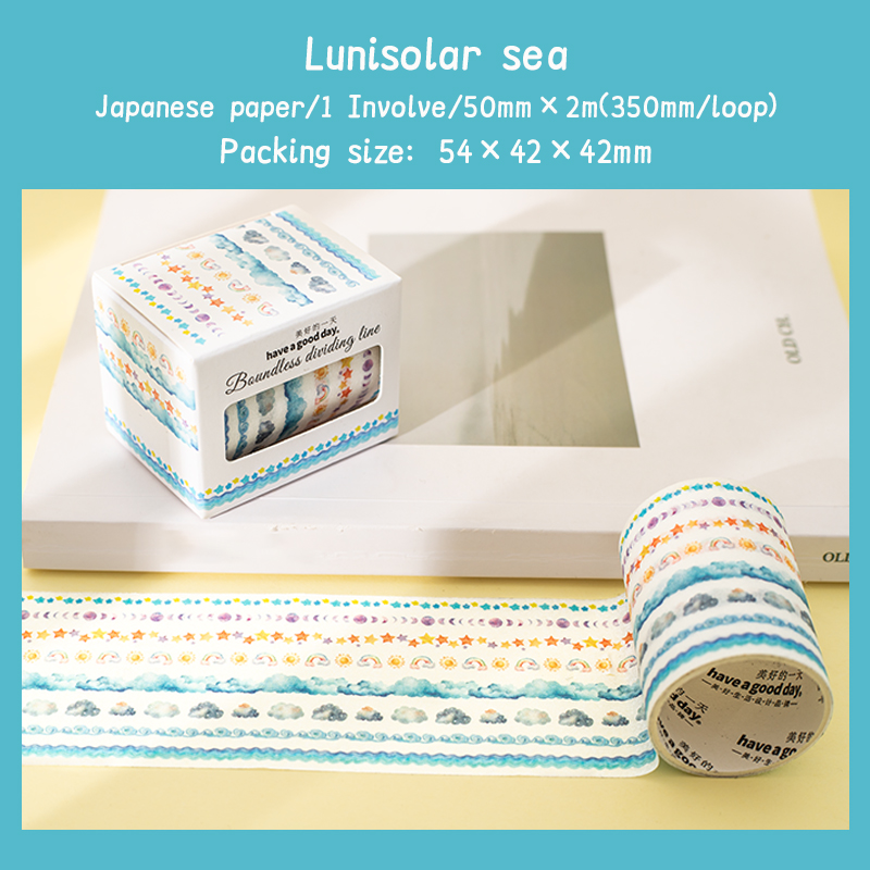 Washi Tape - 50mm*200cm Boundless Vintage Flower Line Wave Food Landscape 