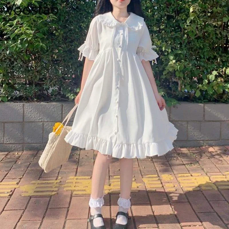White Sweet Cute Doll Collar Lolita Dress SP15819