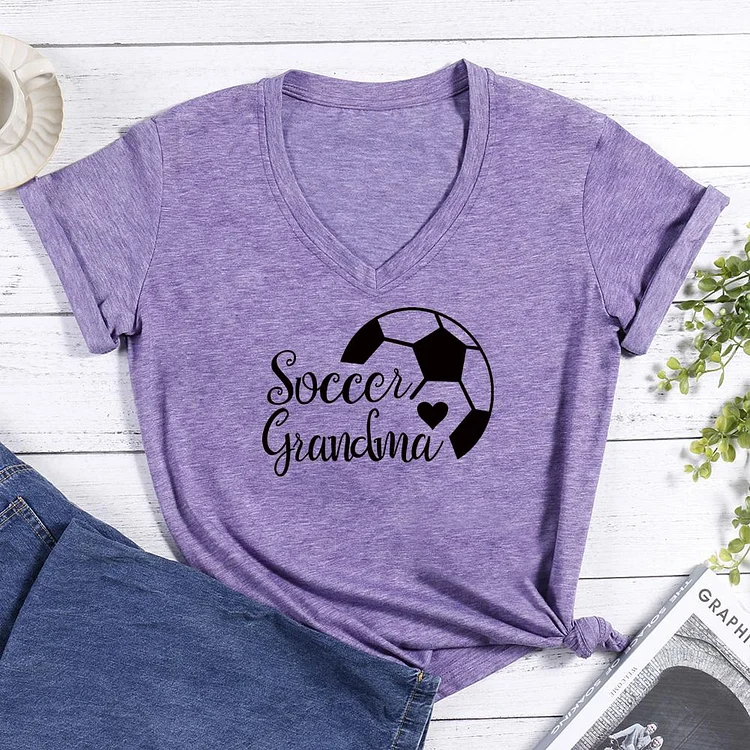 Soccer Grandma V-neck T Shirt-Annaletters