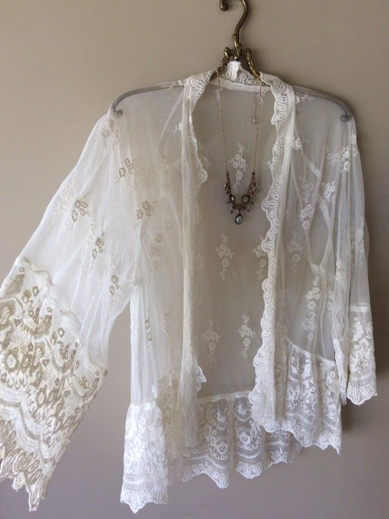 Cotton Linen Lace Flower Women Cardigan Top