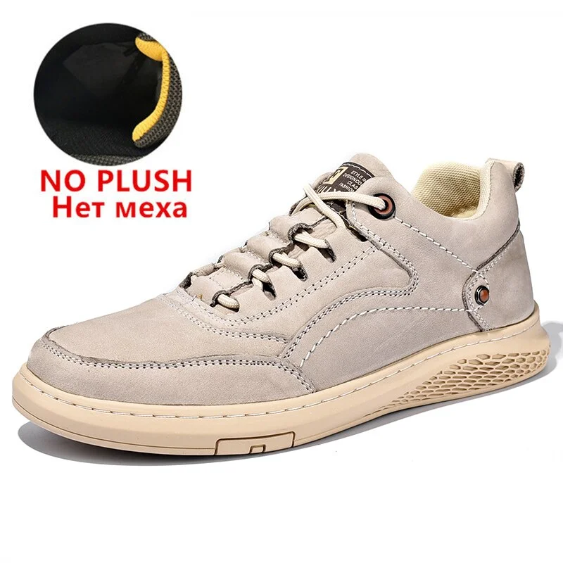 Brand Men Boots Leather Men's Snow Boots Luxury Mens Sneakers Winter Shoes for Men Outdoor British Autumn Spring Boots Moccasins