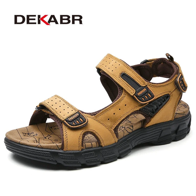 DEKABR Brand Classic Mens Sandals Summer Genuine Leather Sandals Men Outdoor Casual Lightweight Sandal Fashion Shoes For Men