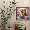 Leinwand Schuhe Kätzchen und Welpe - Rundbohrer Diamantmalerei - 40*40cm