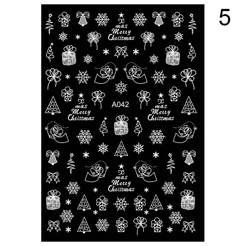 Hearts Love 3D Nail Sticker Laser Gold Rose Flower Snowflake Cartoon Line People Slider Design Polish Nail Decals Nail Art Decor-Nail Inspo