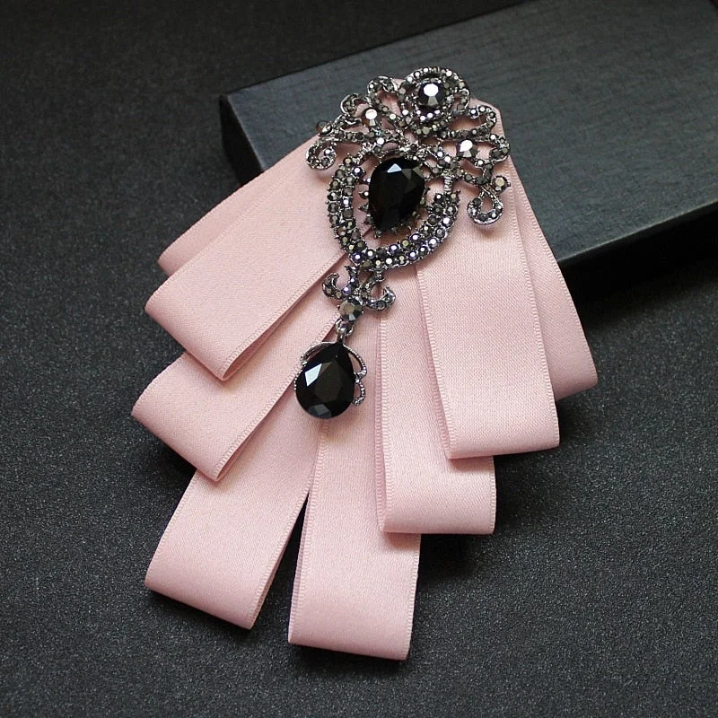 Luxury Black Rhinestone Handmade Bow Tie Men's Wedding Groomsman High-end British Boy Business Suit Shirt Bowtie Set