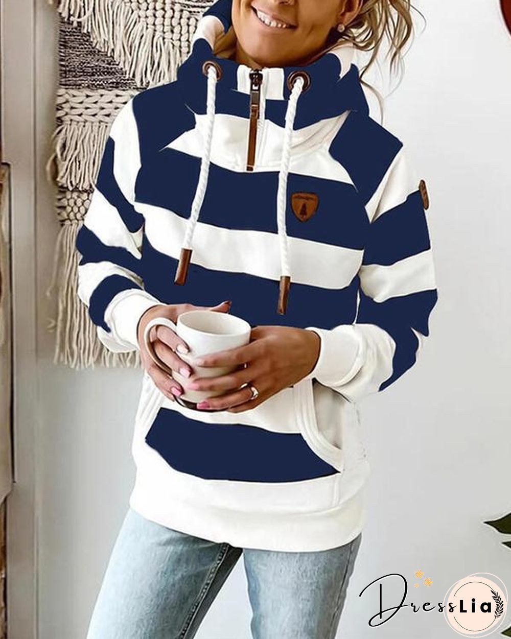 Color Block Long Sleeves Hoodie