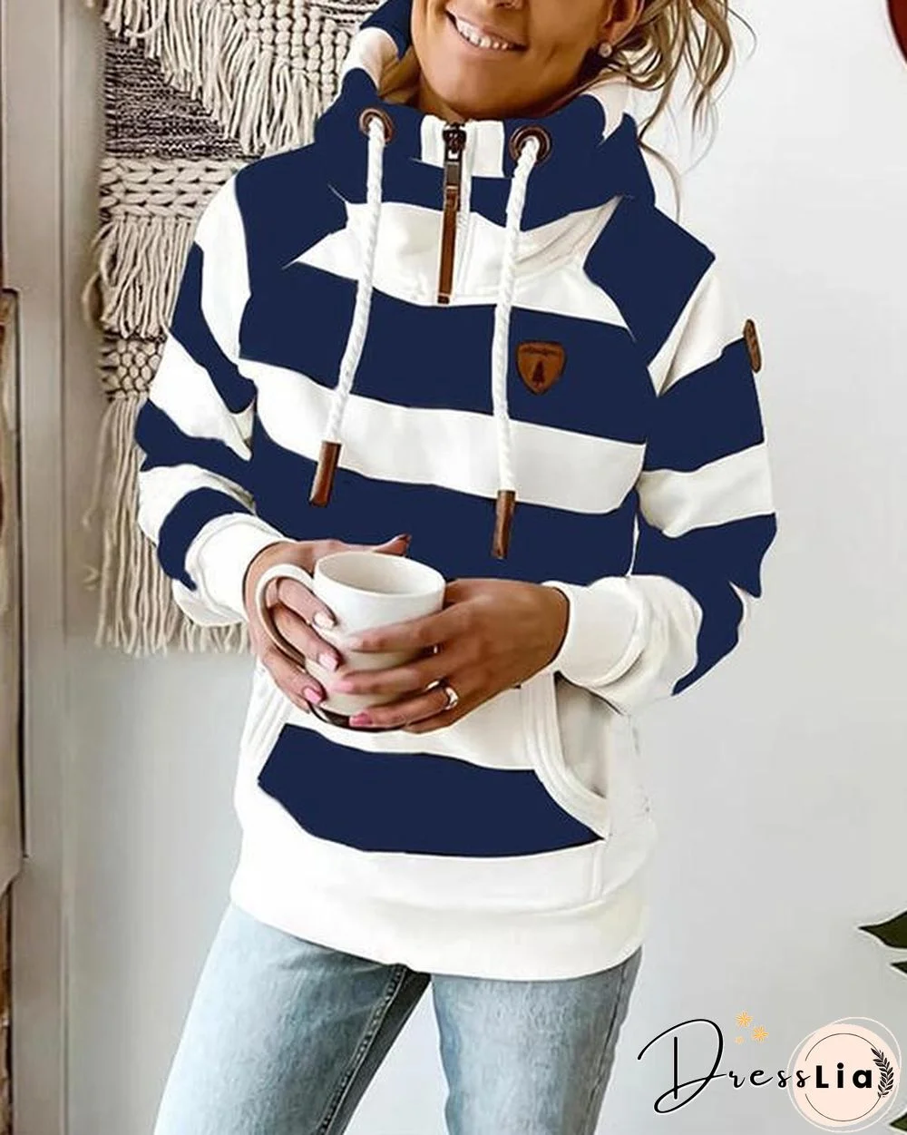 Color Block Long Sleeves Hoodie