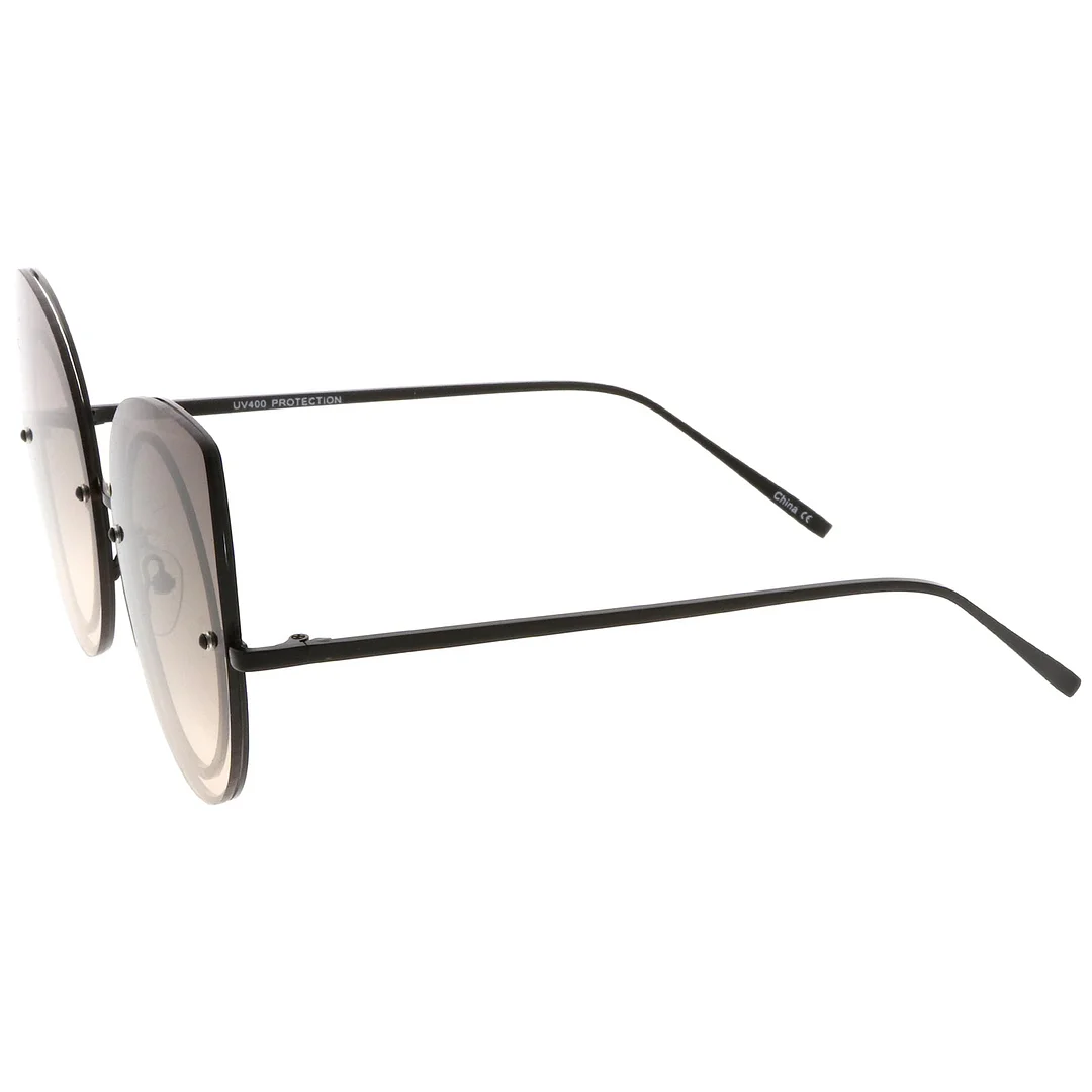 Women's Oversize Rimless Colored Gradient Flat Lens Cat Eye glasses 63mm